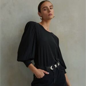 Nation LTD Black Loren Tee Size XS Puff Sleeve
